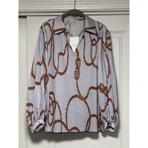 LAFAYETTE 148 NEW YORK, Plisse Blouson-Sleeve‎ Blouse, Size Medium